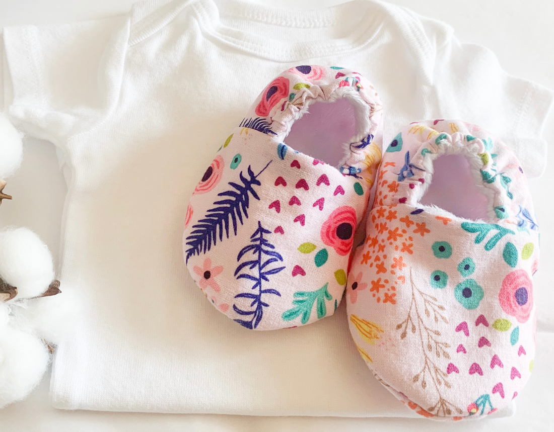 Pink Floral Elastic Baby Shoes