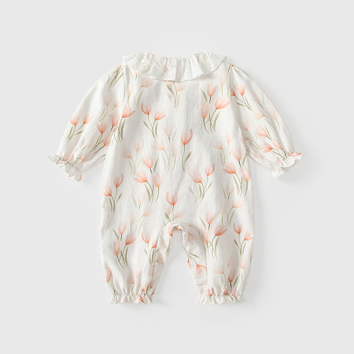 Baby Girls Flowers Pattern Long Sleeves Romper
