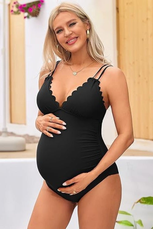 V Neck One Piece Maternity Swimsuit