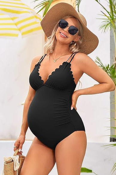V Neck One Piece Maternity Swimsuit