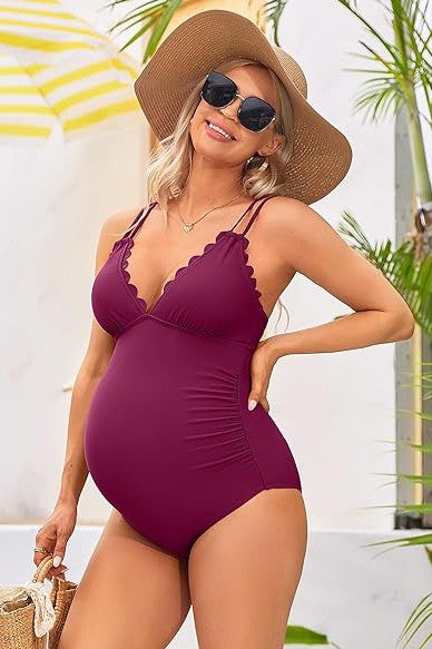 V Neck One Piece Maternity Swimsuit