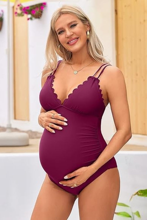 V Neck One Piece Maternity Swimsuit