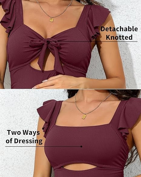 Ribbed Tie Knot Maternity Swimsuit