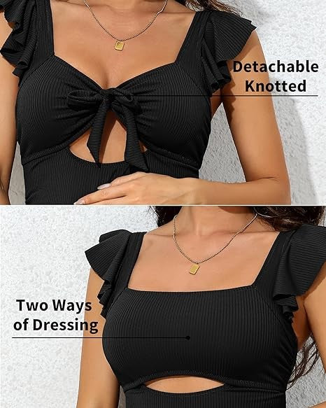 Ribbed Tie Knot Maternity Swimsuit