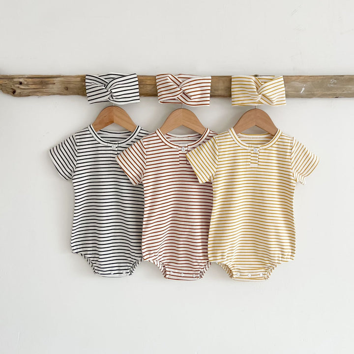 Baby Girls Round Collar Short-Sleeved Onesies