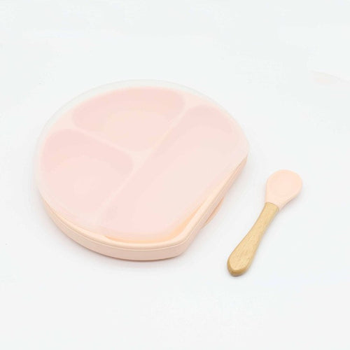Baby Silicone Plate With Wooden Spoon