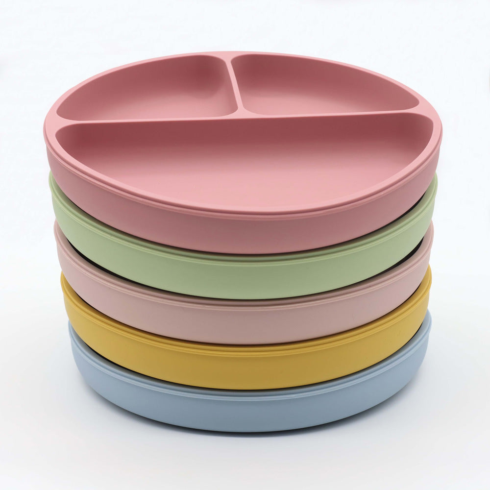 Baby Silicone Round Sucker Dinner Plate