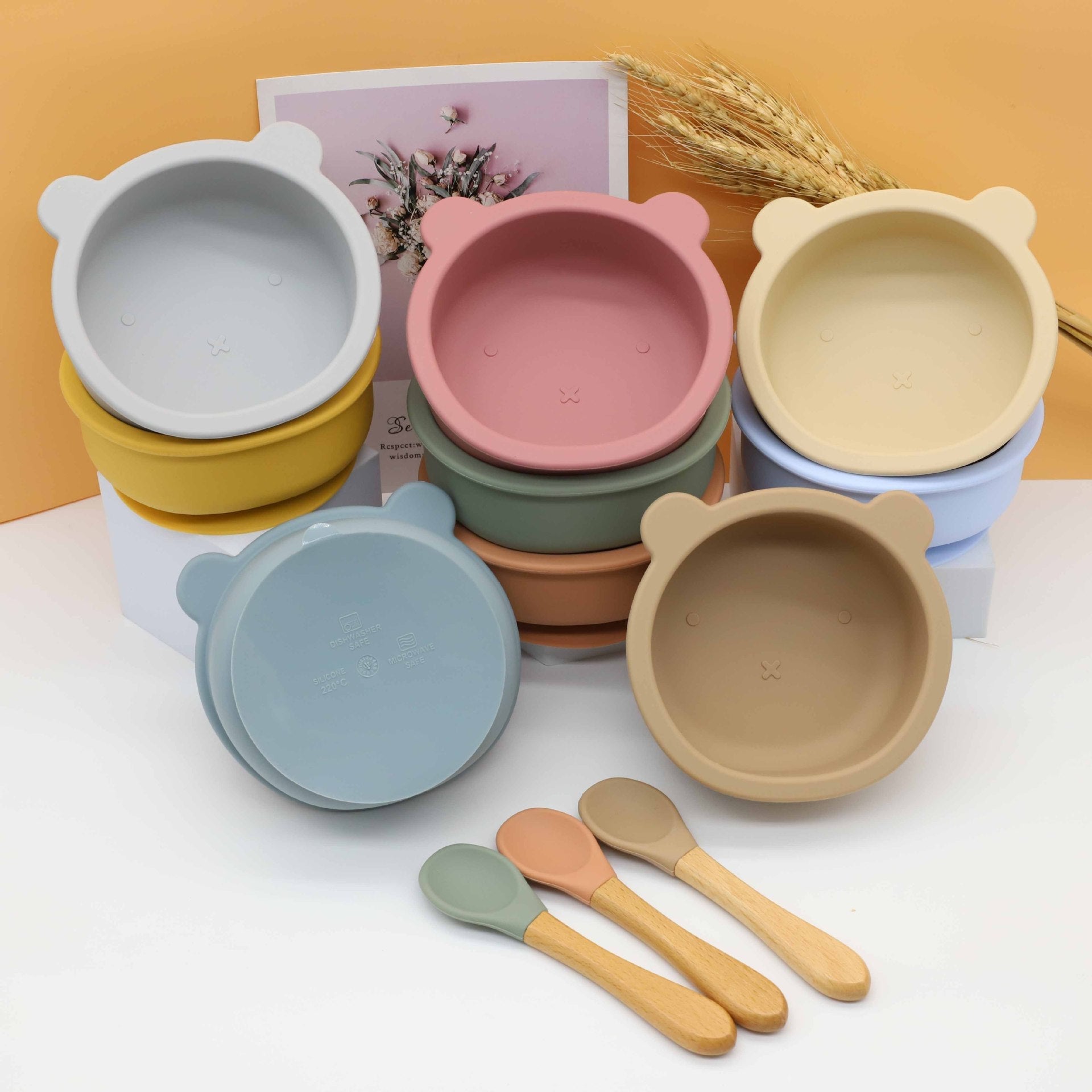 Baby Bear Shape Food Training Silicone Bowl
