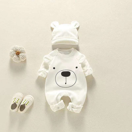 Baby Long-Sleeved Rompers With Hat