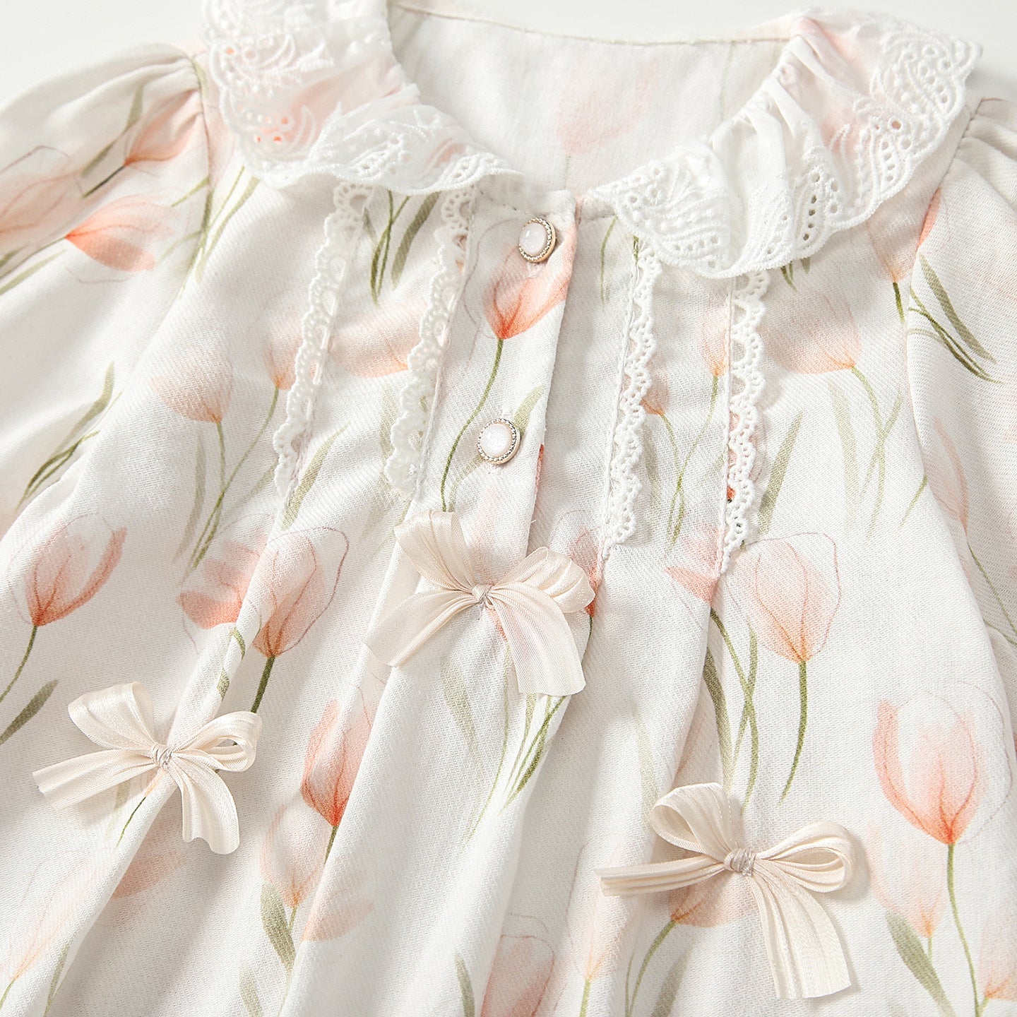 Baby Girls Flowers Pattern Long Sleeves Romper