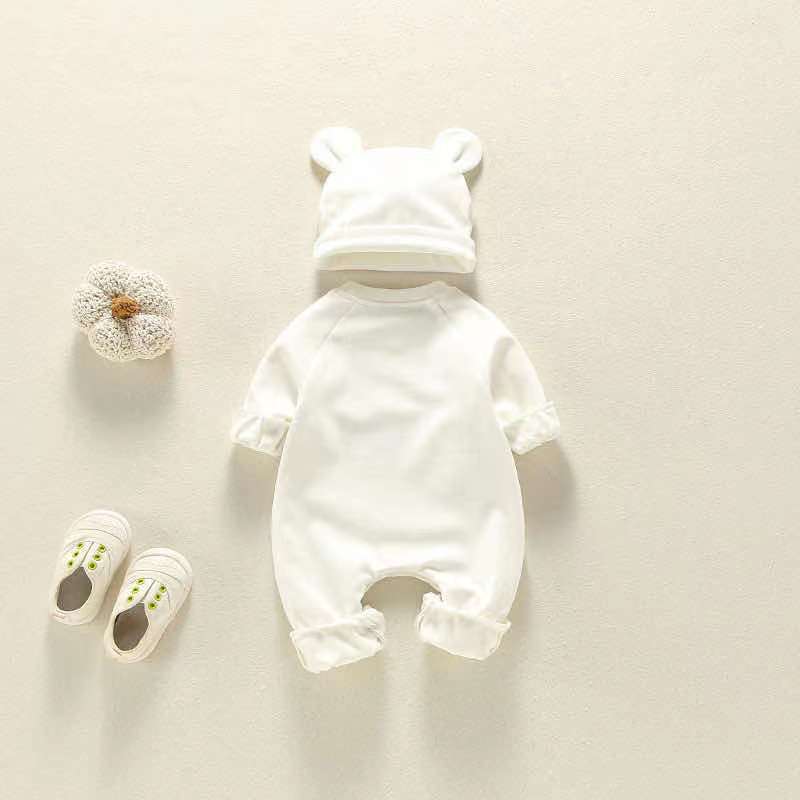 Baby Long-Sleeved Rompers With Hat