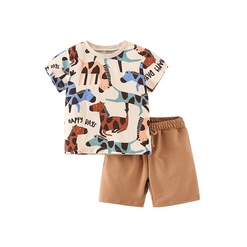 Baby Boy Horse Print Shorts Sets
