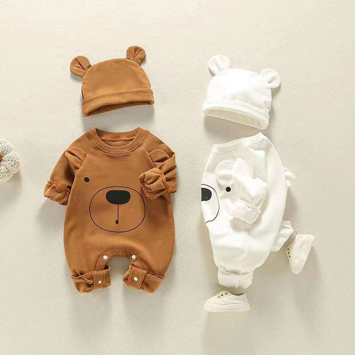 Baby Long-Sleeved Rompers With Hat