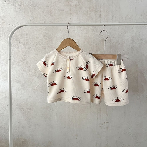Baby Print Pattern Fabric Shorts Sets