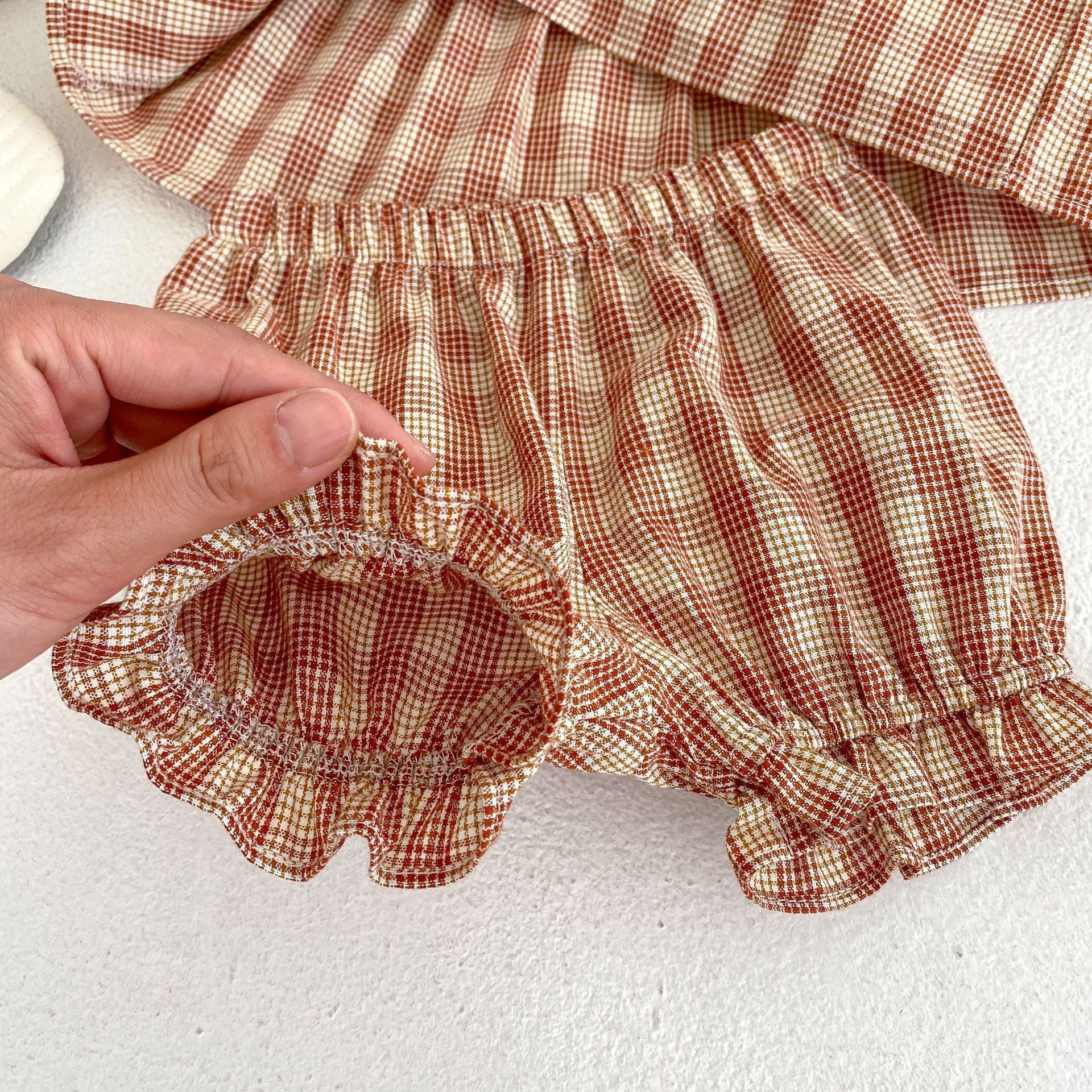 Baby Girl Plaid Pattern Shorts Sets