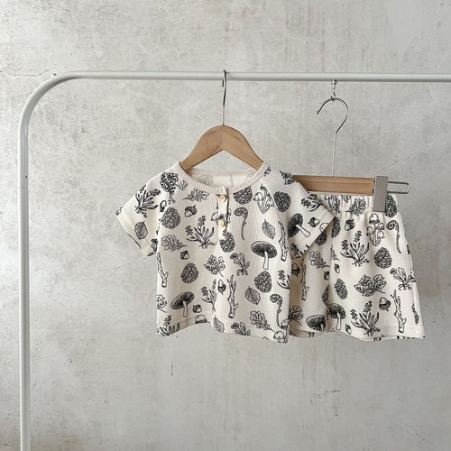 Baby Print Pattern Fabric Shorts Sets