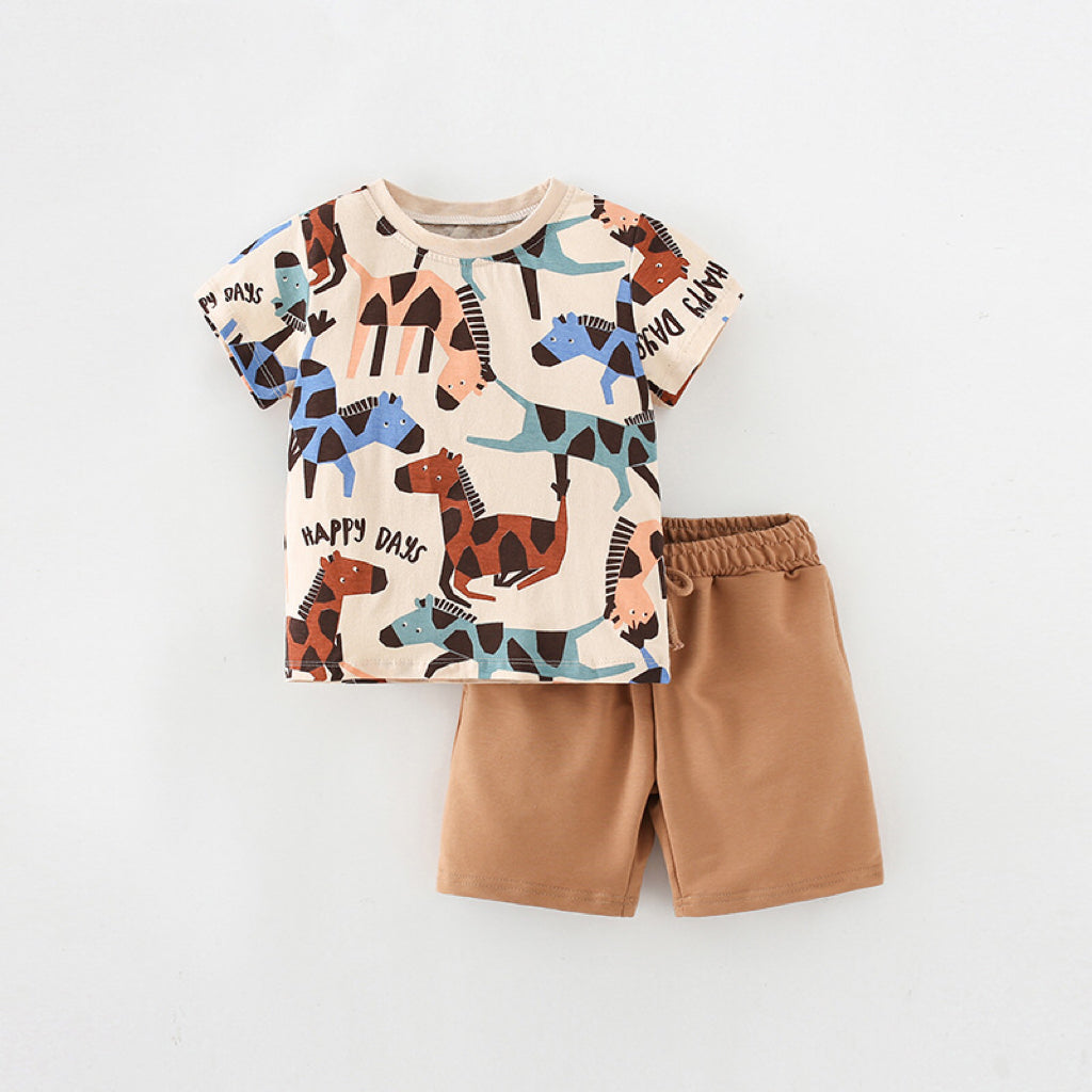 Baby Boy Horse Print Shorts Sets