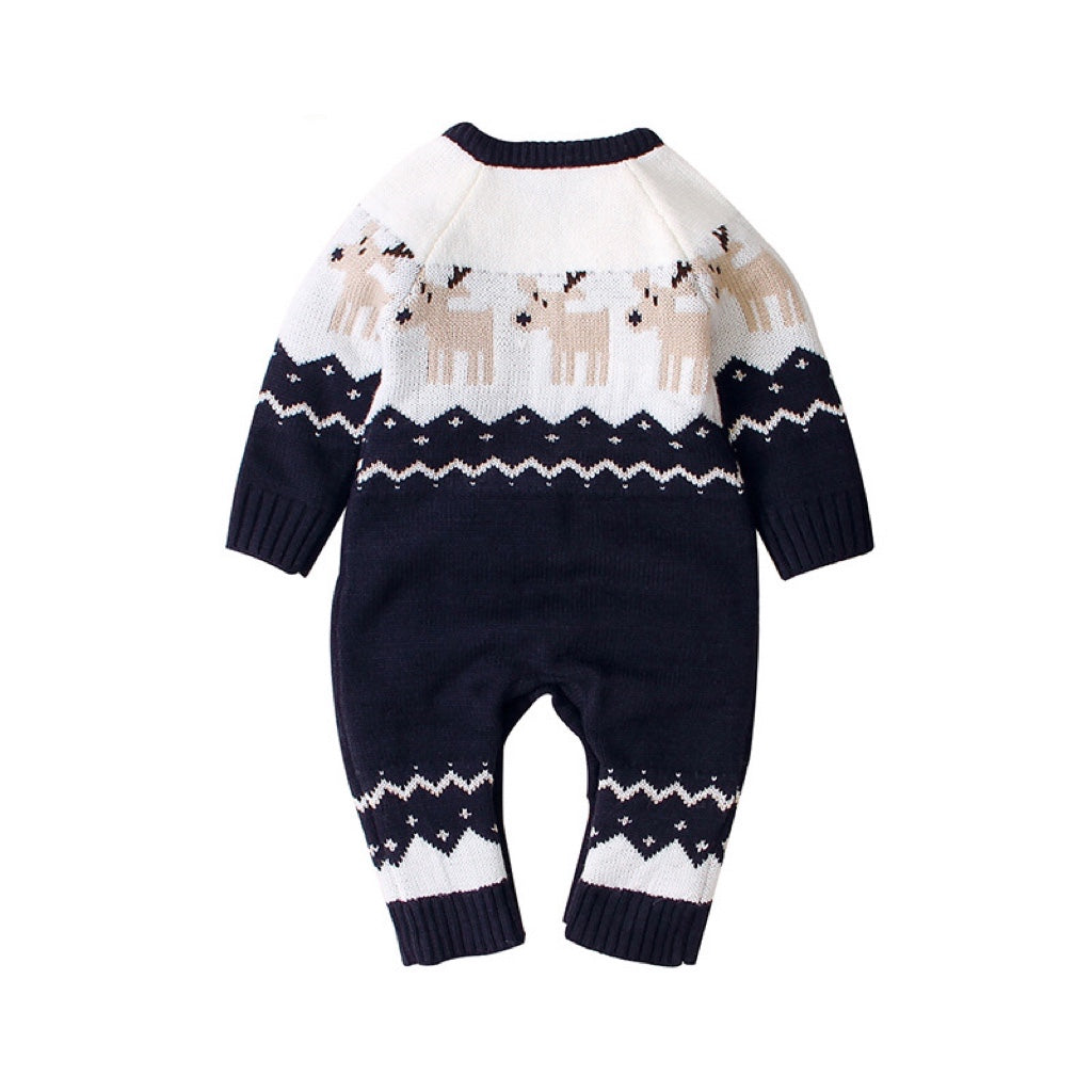 Baby Christmas Button Design Sweater Rompers
