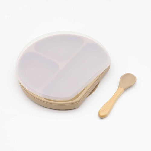 Baby Silicone Plate With Wooden Spoon