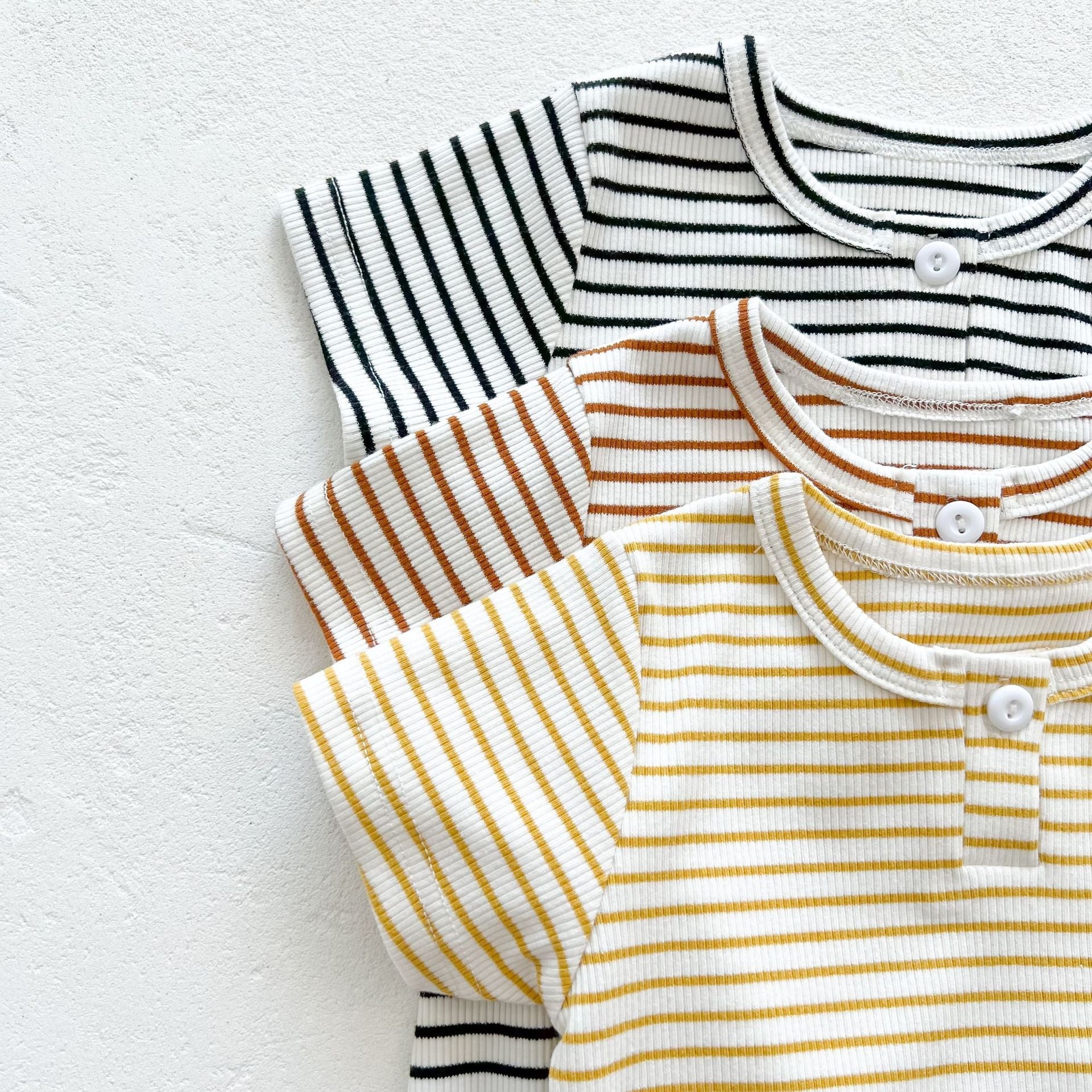 Baby Girls Round Collar Short-Sleeved Onesies