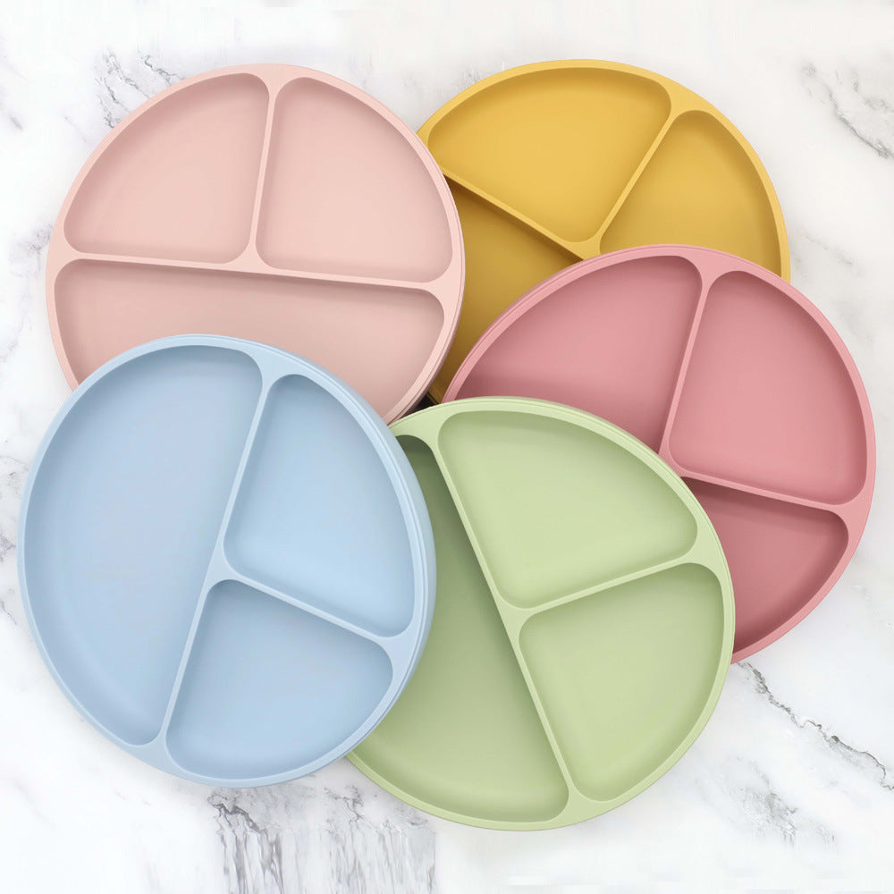 Baby Silicone Round Sucker Dinner Plate