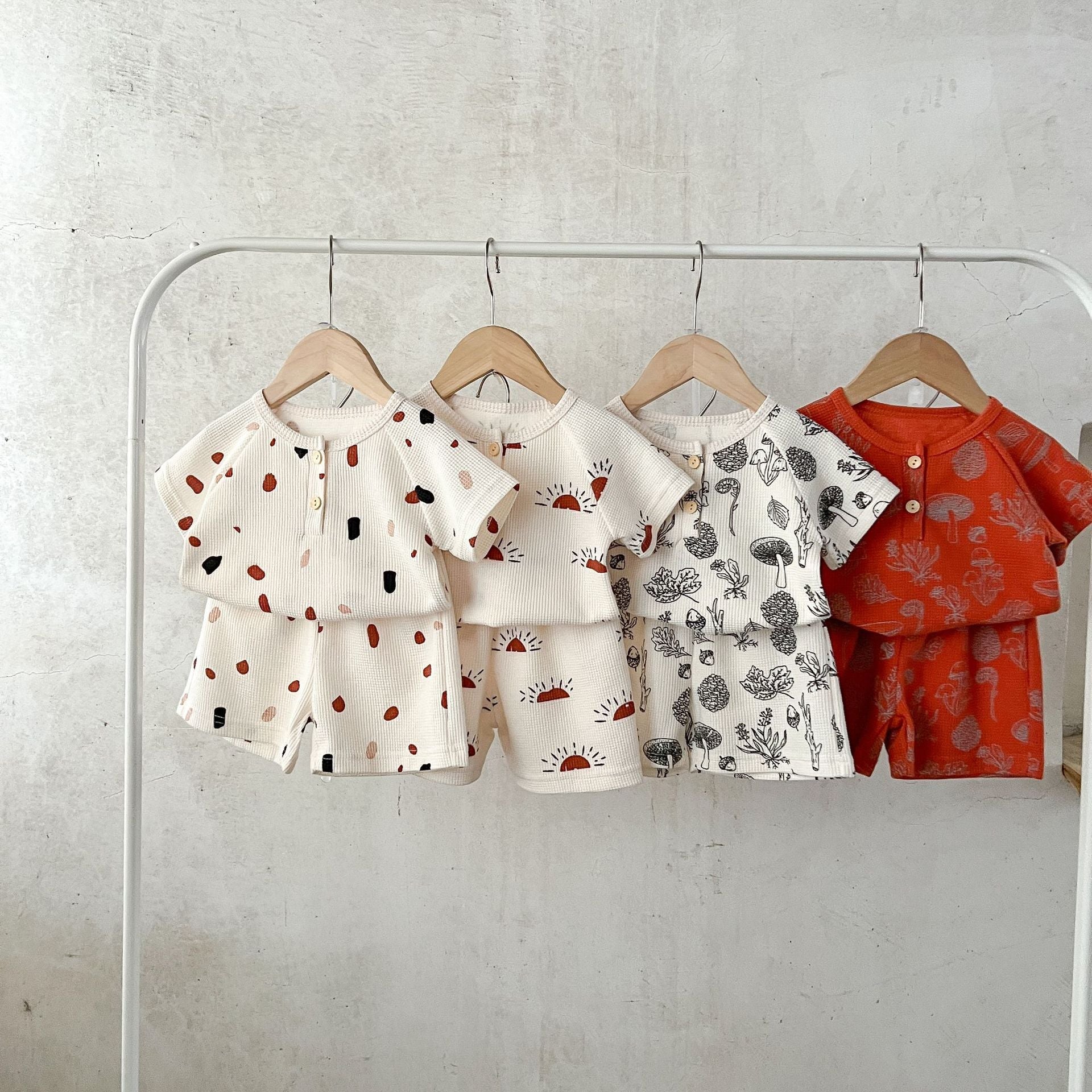 Baby Print Pattern Fabric Shorts Sets